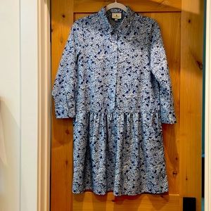 Stretch Crepe Royal Shirt Dress from Tuckernuck in Hydrangea Print
